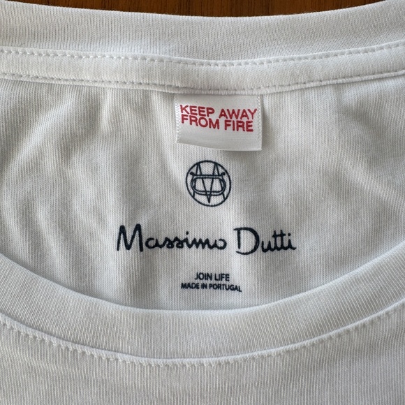 Massimo Dutti Short Sleeve White Tshirt - 100% Cotton - Size Medium - Picture 3 of 8